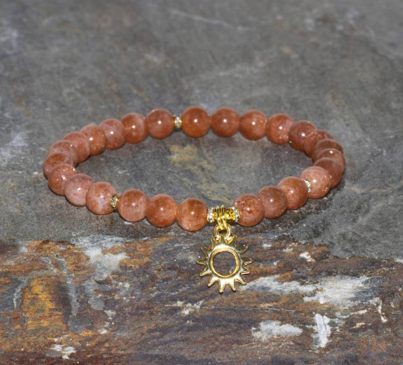 Sonnenstein Armband 6 Mm Gold Sonnenanhänger, Sakral Chakra Sonnenstein Armband 6 Mm Gold Sonnenanhänger, Sakral Chakra von MainaShiki