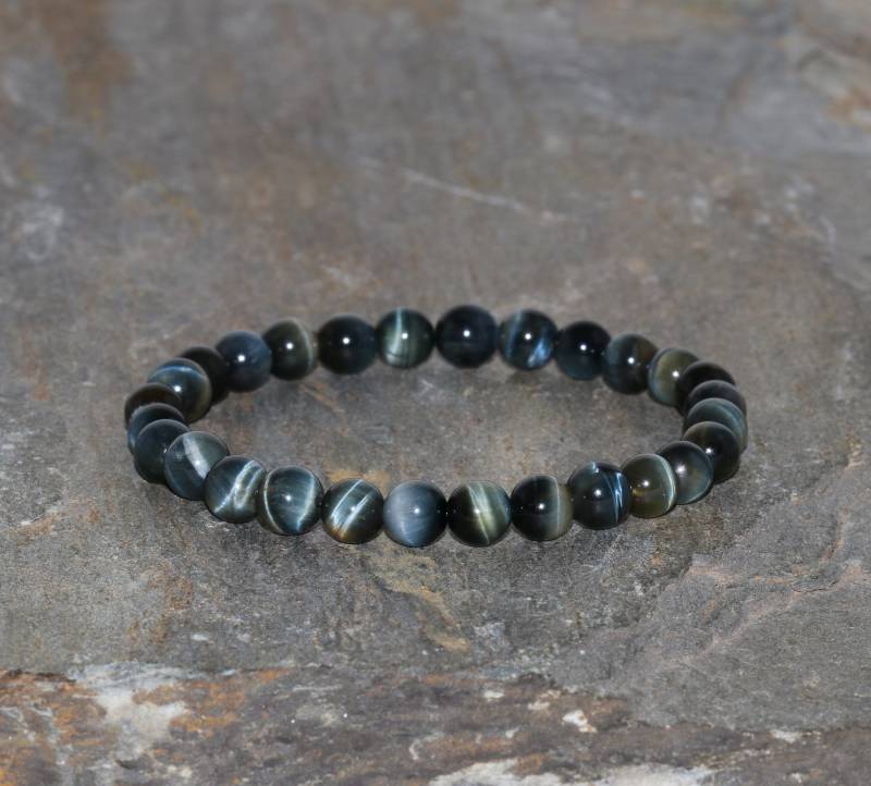 Zierliche Dunkel Blau Gelb Grau Hawk Eye Armband Handgemachte 6mm Falken Auge Edelstein Stapel Geschenk Unisex Perlen von MainaShiki