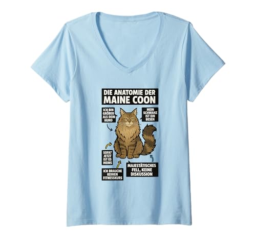 Damen Lustig Main Coon Katzen Anatomie T-Shirt mit V-Ausschnitt Damen Lustig Main Coon Katzen Anatomie T-Shirt mit V-Ausschnitt von Maine Coon Anatomie Katzen Humor