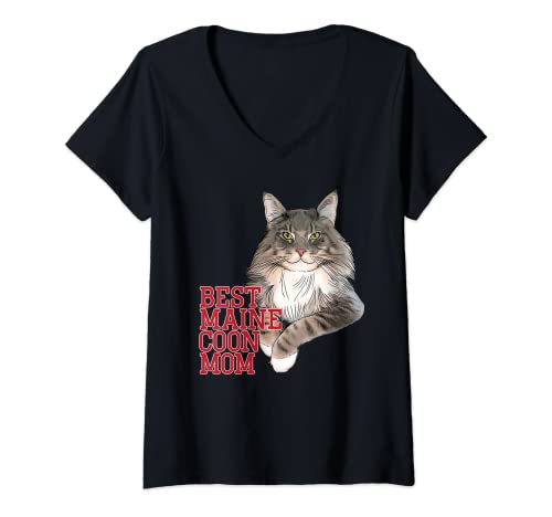 Damen Best Maine Coon Mom Lustiges Katzen-T-Shirt T-Shirt mit V-Ausschnitt Damen Best Maine Coon Mom Lustiges Katzen-T-Shirt T-Shirt mit V-Ausschnitt von Maine Coon Cat Cute T-shirt Ideas