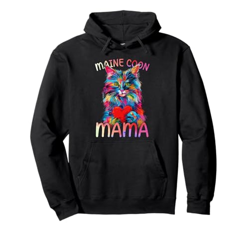 Damen Maine Coon Cat Mom Heart Pop Art Maine Coon Katzenliebhaber Pullover Hoodie von Maine Coon Cat Lovers Design