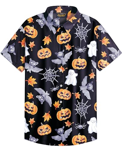 Mainfini Halloween Herren 3D Druck Cartoon Motiven Kostüm T-Shirt Skelett Lustig Poloshirt Freizeithemd B9 XXL von Mainfini