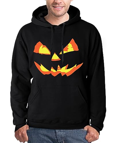 Mainfini Halloween Herren 3D Druck Party Hoodie Sweatshirt Pulli Skelett Kapuzenpullover Schwarz-Kürbis A2 L von Mainfini