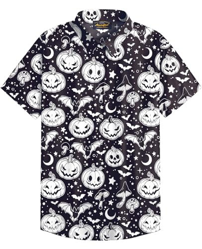 Mainfini Halloween Herren Cartoon Motiven 3D Druck Kostüm Poloshirt T-Shirt Lustig Skelett Freizeithemd A6 XL von Mainfini