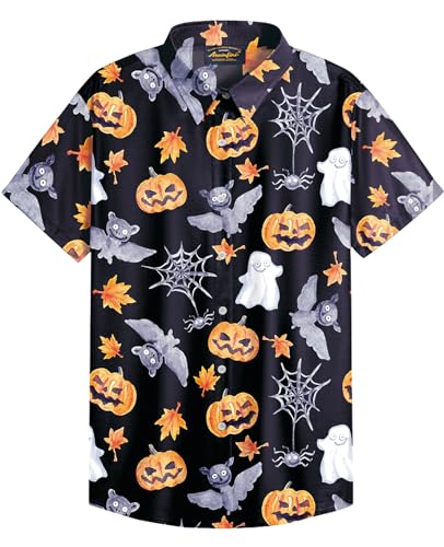 Mainfini Halloween Herren Cartoon Motiven 3D Druck Kostüm Poloshirt T-Shirt Lustig Skelett Freizeithemd B9 S von Mainfini