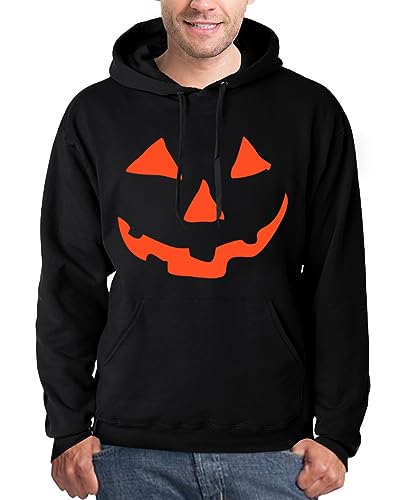 Mainfini Halloween Herren Casual Lustig Hoodie Skelett Sweatshirt Pulli Kapuzenpullover Schwarz-Kürbis A1 XXL von Mainfini