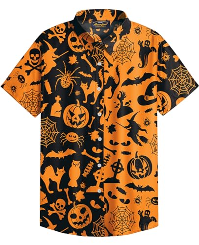 Mainfini Halloween Herren Fledermaus Geister Kostüm Lustig Poloshirt Skelett T-Shirt Freizeithemd B3 M von Mainfini