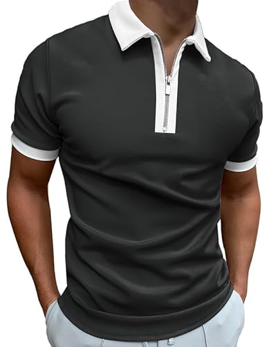 Mainfini Poloshirt für Herren Kurzarm Slim Fit Polohemd mit 1/4 Reißverschluss M von Mainfini