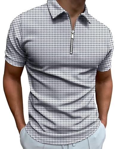 Mainfini Männer Poloshirt Kurzarm Atmungsaktiv Polohemd Fit Tops mit Reißverschluss für Sports L von Mainfini