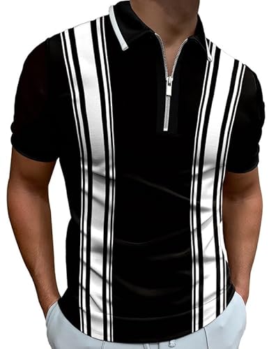 Mainfini Herren Basic Polohemd Kurzarm Poloshirt mit 1/4 Reißverschluss L von Mainfini