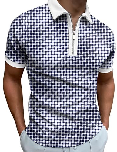 Mainfini Herren Basic Polohemd Kurzarm Poloshirt mit 1/4 Reißverschluss L von Mainfini