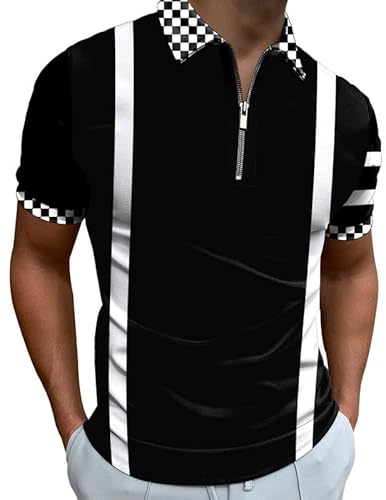 Mainfini Herren Poloshirt Kurzarm Basic Polohemd mit 1/4 Reißverschluss Grau XL von Mainfini
