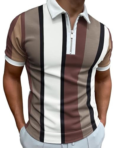 Mainfini Herren Basic Polohemd Kurzarm Poloshirt mit 1/4 Reißverschluss L von Mainfini