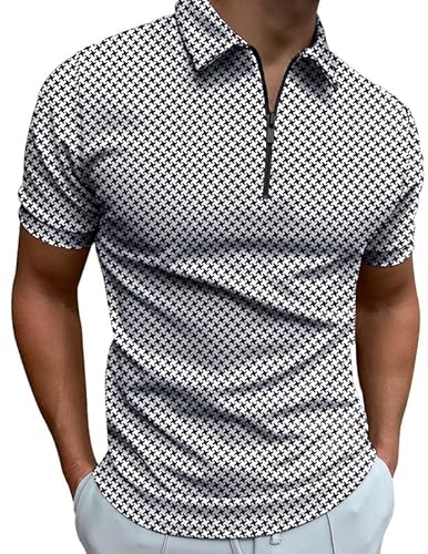 Mainfini Herren Schwarz Poloshirt Kurzarm Atmungsaktiv Polohemd Fit Tops mit Reißverschluss M von Mainfini