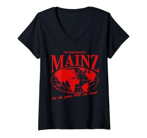 Damen Mainz Heimat Fußball Stolz T-Shirt mit V-Ausschnitt Damen Mainz Heimat Fußball Stolz T-Shirt mit V-Ausschnitt von Mainzer Fan Tradition Fans Geschenkidee