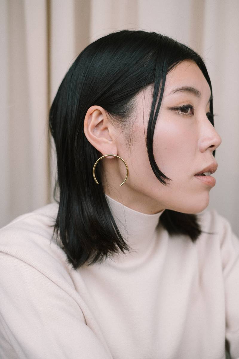 Vergoldete Creolen, Offene Creolen-Ohrringe Große Kreisohrringe Dünne Kantige Moderne Ohrringe Zierliche von MairBerlin