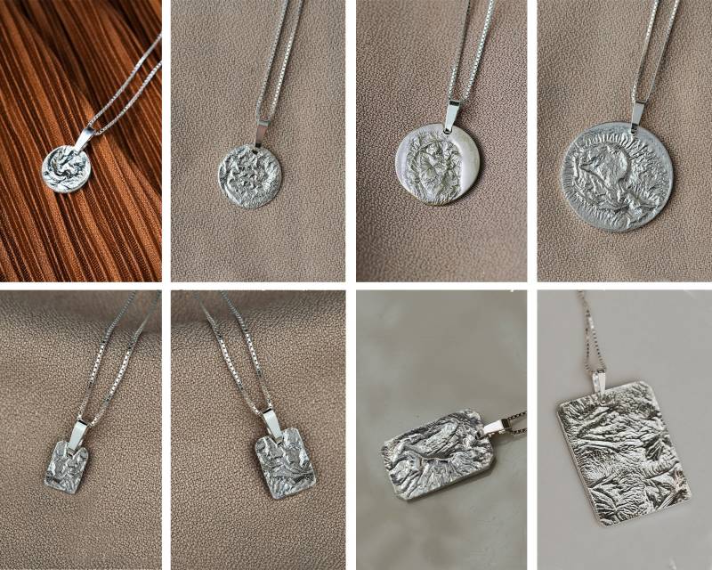 sterling Silber Geschichtet Halskette Layering Set Von 2 Anhänger Für Halsketten Medaillon Gehämmert von MairBerlin