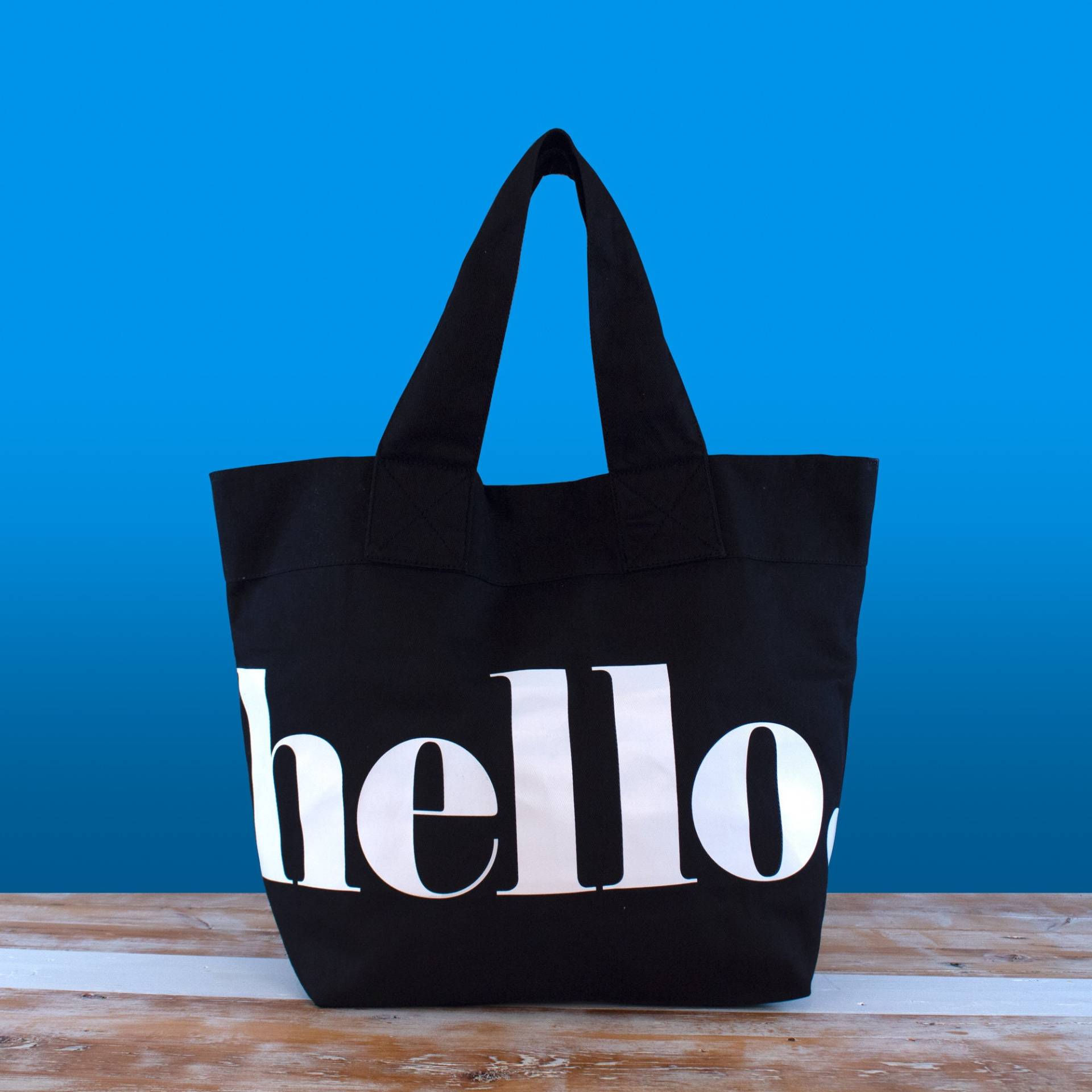 Hello Canvas Tote Schwarz Weiß Hello Canvas Tote Schwarz Weiß von MaiseyDesign