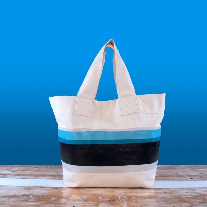 Mehrstreifen Canvas Tote Natur Und Blau Mehrstreifen Canvas Tote Natur Und Blau von MaiseyDesign