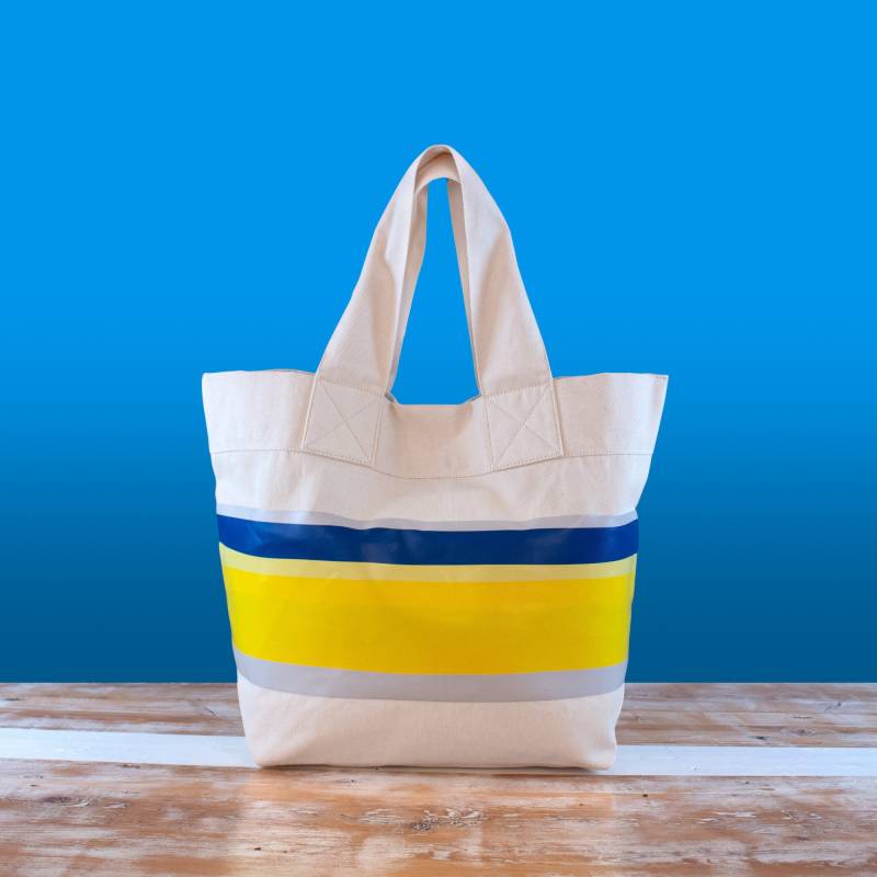 Mehrstreifen Canvas Tote Natur Und Gelb Mehrstreifen Canvas Tote Natur Und Gelb von MaiseyDesign