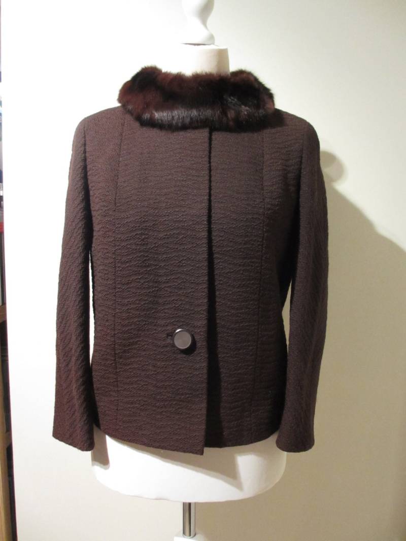 Echte Vintage 60Er Jahre Damen Braun Wolle Nerz Pelz Kragen Jacke Mantel Größe Uk 12 Medium Echte Vintage 60Er Jahre Damen Braun Wolle Nerz Pelz Kragen Jacke Mantel Größe Uk 12 Medium von MaisiesWardrobe