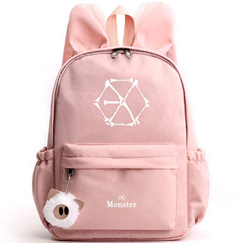 EXO Casual Rucksack Süße Hasenohren Schultaschen für Jungen Mädchen Chen Sehun Suho Baekhyun Chanyeol Xiumin D.O Camping Wanderrucksack Daypacks von Maisley