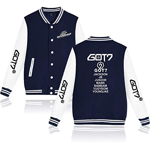GOT7 Kpop Jacke Baseball Sweatshirt GOT7 Pullover Third World Tour Keep Spinning Fans Freizeitmäntel Langarm Tops Mode Mäntel für Männer Frauen von Maisley
