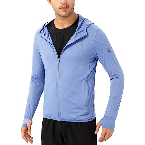 Herren Full Zip UPF 50+ UV Sonnenschutz Jacke Langarm Sonnenschutz Shirt mit Kapuze Schnelltrocknendes leichte Hoodies für Männer zum Angeln Laufen von Maisley