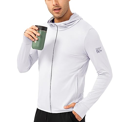 Herren Full Zip UPF 50+ UV Sonnenschutz Jacke Langarm Sonnenschutz Shirt mit Kapuze Schnelltrocknendes leichte Hoodies für Männer zum Angeln Laufen von Maisley