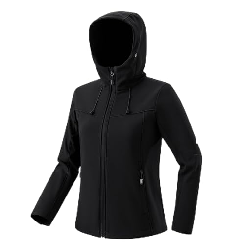 Maisley Damen Softshelljacke Wasserdichte Atmungsaktive Warme Winterjacke Fleece Übergangsjacke Winddichte Funktionsjacke mit Kapuze Übergangsjacke Windbreaker von Maisley