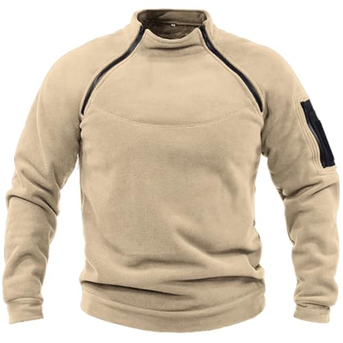 Maisley Herren Tactical Fleece Sweatshirt Herren Outdoor Taktisch Weich Warm Polar Fleecejacke Männer Fleecepullover Herren-Jacke ohne Kapuze von Maisley