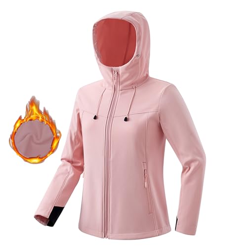 Maisley Damen Softshelljacke wasserdichte Atmungsaktive Warme Winterjacke Fleece Übergangsjacke Winddichte Funktionsjacke mit Kapuze Übergangsjacke Windbreaker von Maisley