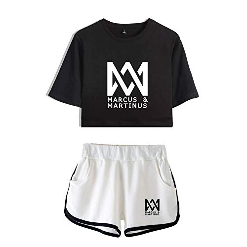 Marcus and Martinus Twin Brother Singer Damen Kurzarm Mode Freiliegendes Nabel T-Shirts + Kurze Hose Sets Sweatshirt Sport Causal Streetwear Bekleidungsets Mit Druck Freizeitkleidung Marcus and Martinus Twin Brother Singer Damen Kurzarm Mode Freiliegendes Nabel T-Shirts + Kurze Hose Sets Sweatshirt Sport Causal Streetwear Bekleidungsets Mit Druck Freizeitkleidung von Maisley