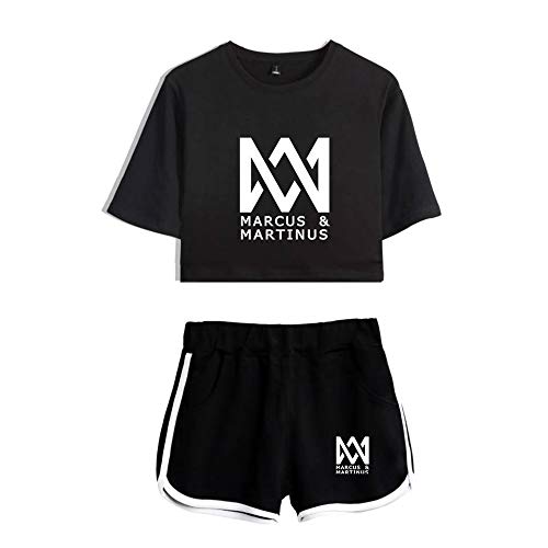 Marcus and Martinus Twin Brother Singer Damen Kurzarm Mode Freiliegendes Nabel T-Shirts + Kurze Hose Sets Sweatshirt Sport Causal Streetwear Bekleidungsets Mit Druck Freizeitkleidung Marcus and Martinus Twin Brother Singer Damen Kurzarm Mode Freiliegendes Nabel T-Shirts + Kurze Hose Sets Sweatshirt Sport Causal Streetwear Bekleidungsets Mit Druck Freizeitkleidung von Maisley