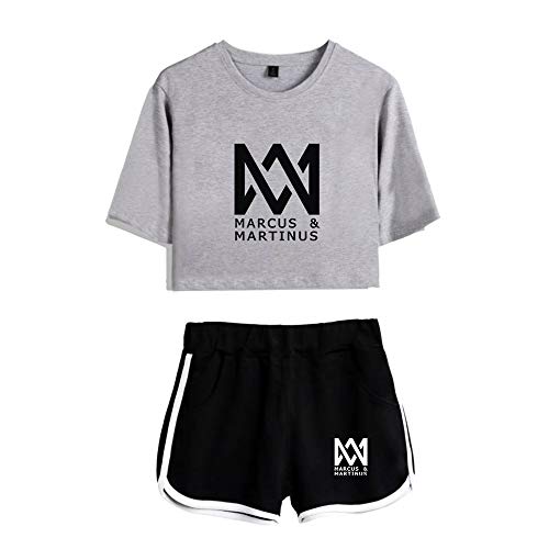 Marcus and Martinus Twin Brother Singer Damen Kurzarm Mode Freiliegendes Nabel T-Shirts + Kurze Hose Sets Sweatshirt Sport Causal Streetwear Bekleidungsets Mit Druck Freizeitkleidung Marcus and Martinus Twin Brother Singer Damen Kurzarm Mode Freiliegendes Nabel T-Shirts + Kurze Hose Sets Sweatshirt Sport Causal Streetwear Bekleidungsets Mit Druck Freizeitkleidung von Maisley