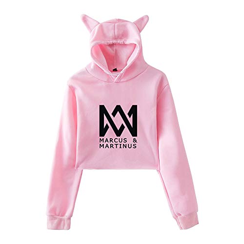 Marcus and Martinus Twin Brother Singer Katzenohren Kapuzenpullover Bedruckt Damen Langarm Oberteile Hoodie Sweatshirt Pullover Bluse freiliegendes Nabel-Sweatshirt von Maisley