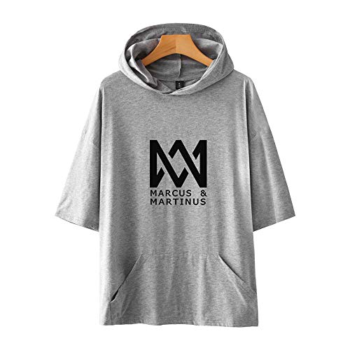 Marcus and Martinus Twin Brother Singer Unisex Kapuzen T-Shirt 3/4-Arm Print Sommer Tasche Hooded T-Shirt Casual T-Shirt Damen/Herren Kleidung von Maisley