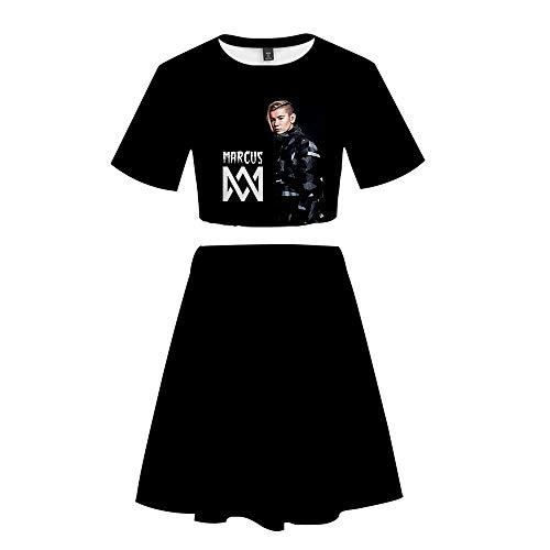 Marcus&Martinus Twins zanger Zomer 3D Trainingspak Blootgestelde Navel Tops + Sport Korte Rok T-Shirt Kleding Sportkleding Sets von Maisley