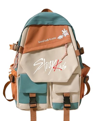 Stray Kids Rucksack Schulranzen Modische Schulrucksäcke Leichte wasserdichte Tagesrucksäcke Rucksack mit großem Fassungsvermögen Campingrucksack Multifunktionale Stylische Bunte Rucksäcke von Maisley