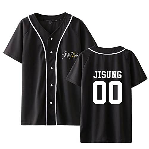 Stray Kids T Shirt KPOP Yellow Wood Kurzarm Changbin Hyunjin Felix Seungmin Jeongin Jisung Minho Woojin BangChan Baseballuniform T-Shirt Sommerkleid Tshirt Casual Fashion Männer und Frauen von Maisley