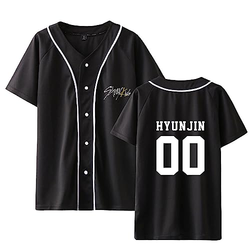 Stray Kids T Shirt KPOP Yellow Wood Kurzarm Changbin Hyunjin Felix Seungmin Jeongin Jisung Minho Woojin BangChan Baseballuniform T-Shirt Sommerkleid Tshirt Casual Fashion Männer und Frauen von Maisley