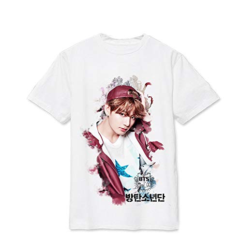 T-Shirt Unisex KPOP Bangtan Boys Rundhals Shirt Kurzarm T-Shirt Suga Jin Jimin Jung Kook J-Hope Rap-Monster V Top für Liebespaar Herren Damen Jugendliche von Maisley