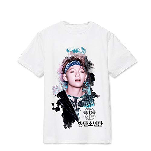 T-Shirt Unisex KPOP Bangtan Boys Rundhals Shirt Kurzarm T-Shirt Suga Jin Jimin Jung Kook J-Hope Rap-Monster V Top für Liebespaar Herren Damen Jugendliche von Maisley