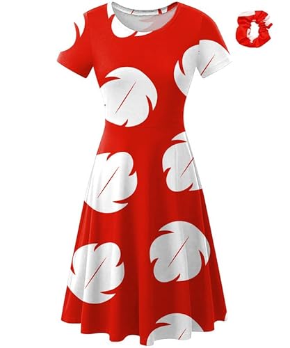 Maisolly Halloween Damen Red Leaf Kurzarm Cosplay Kostüm Kleid mit Haarband, Red Wooden Leaf, Klein von Maisolly