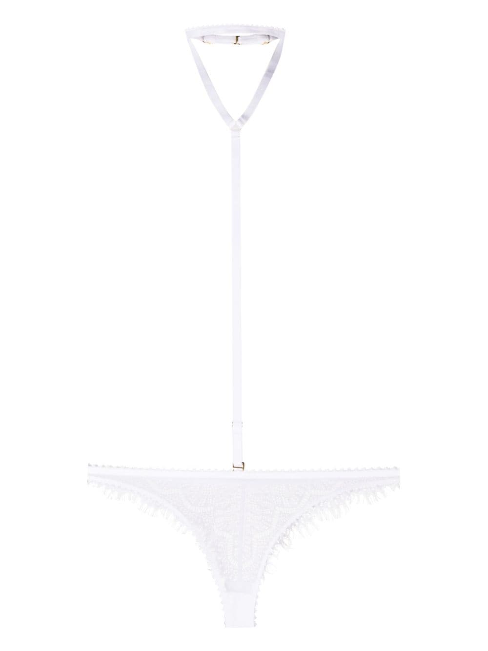 Maison Close Accroche Coeur Slip mit Harness - Weiß von Maison Close