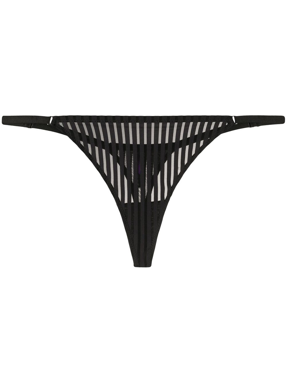 Maison Close Gestreifter Tanga - Schwarz von Maison Close