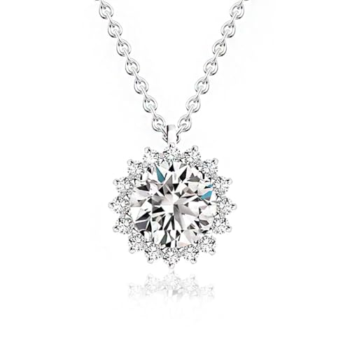 Maison Dianie Diamant-Halskette Sterling-Silber 925 Anhänger Moissanit 1 Karat mit Zertifikat GRA Geschenk Geburtstag Damen, 1CT, Sterling Silber Moissanit Sterling Silber, Moissanit von Maison Dianie