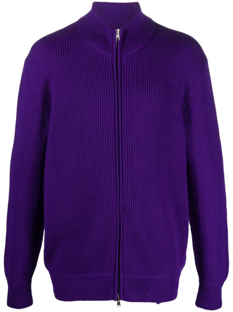 Maison Flaneur Gerippter Cardigan mit Reißverschluss - Violett von Maison Flaneur