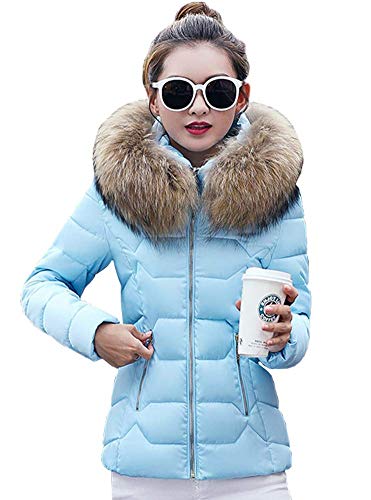 Maison Jardin Frau Mantel Parka Winter Langarm Fell Daunenjacke mit Kapuze Jacke von Maison Jardin