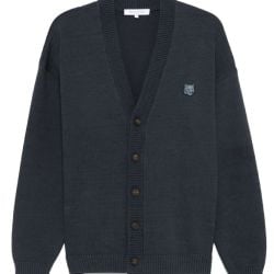 Bequeme Strickjacke Mit Bold Fox Head-patch In Schiefergrau von Maison KitsunÉ